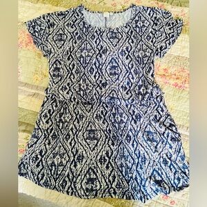 Saint Tropez Women’s Navy & White Geometric Print Dress – Size 3X